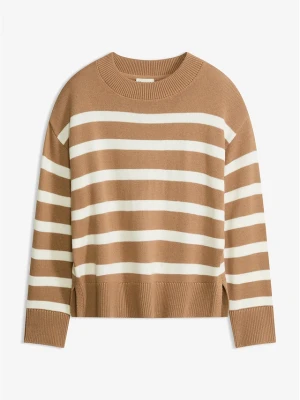 Sweter z cienkiej dzianiny z mieszanki bawełny BonPrix brązowy
