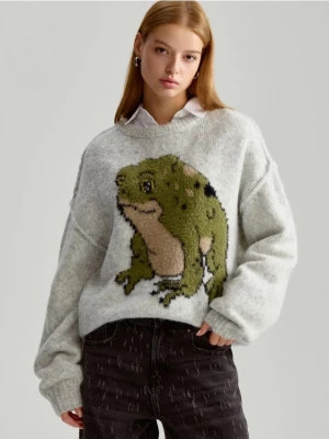 Sweter oversize z nadrukiem żaby House