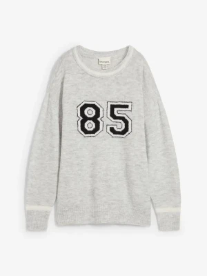 Sweter oversize z obniżoną linią ramion BonPrix szary