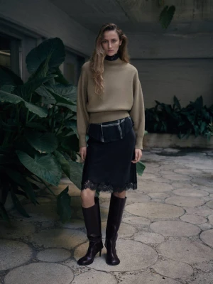 Sweter oversize z półgolfem jasny / pastelowy szary - Kobieta - - MANGO