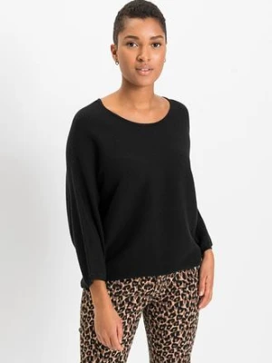 Sweter oversize z prążkowanego materiału z domieszką wiskozy bonprix