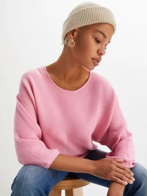 Sweter oversize z prążkowanego materiału z domieszką wiskozy bonprix
