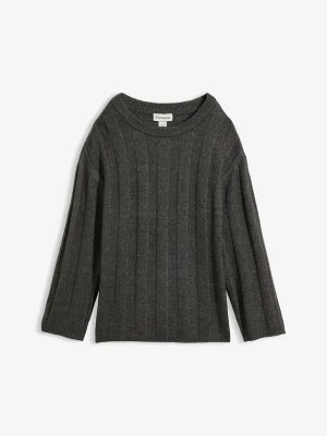 Sweter oversize z prążkowanej tkaniny BonPrix szary