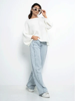 Sweter oversize z szerokimi rękawami DELORA - biały  magmac 