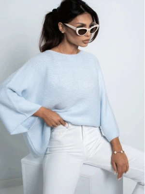 Sweter oversize z szerokimi rękawami DELORA - błękitny  magmac 