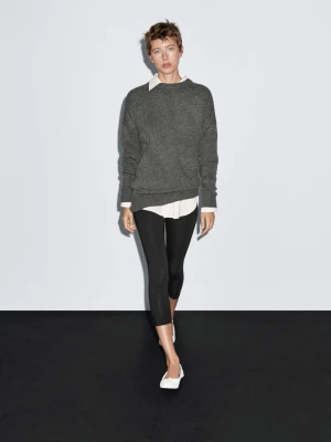 Sweter Oversize Ze 100% Kaszmiru Z Naszywkami Na Łokciach - Szary Średni - - Massimo Dutti - Kobieta