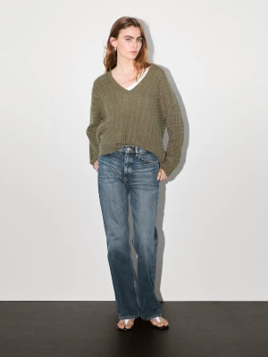 Sweter Oversize Ze 100% Kaszmiru - Zielonkawy - - Massimo Dutti - Kobieta