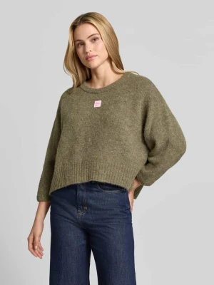 Sweter oversized z domieszką wełny z alpaki model 'East' American Vintage Khaki