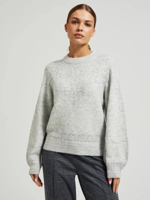 Sweter ozdobiony błyszczącą nitką szary Moodo