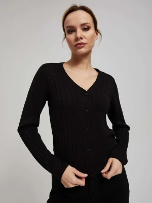 Sweter ozdobiony metaliczną nitką czarny Moodo