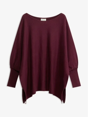 Sweter-peleryna z falistym brzegiem BonPrix czerwony