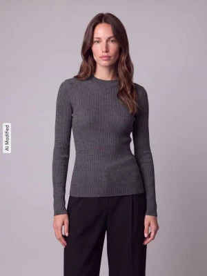 Sweter półgolf o kroju slim fit z czystej wełny Jake*s Ciemnoszary