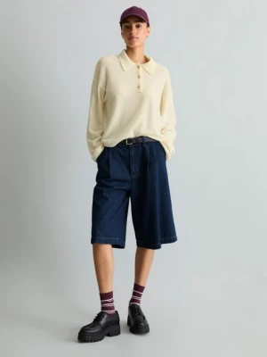Sweter polo w luźnym kroju Marc O'Polo bílá
