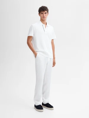 Sweter Polo Z Bawełną Z Krótkim Rękawem - Biały - - Massimo Dutti - Mężczyzna