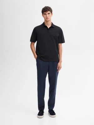 Sweter Polo Z Bawełną Z Krótkim Rękawem - Czarny - - Massimo Dutti - Mężczyzna