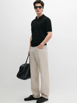Dzianinowa Koszulka Polo Z Bawełny - Czarny - - Massimo Dutti - Mężczyzna