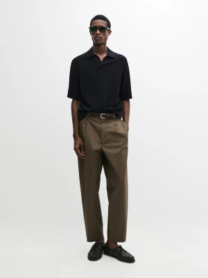 Sweter Polo Z Prążkowanej Bawełny - Granatowy - - Massimo Dutti - Mężczyzna