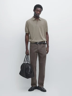 Dzianinowa Koszulka Polo Z Bawełny - Sprany - - Massimo Dutti - Mężczyzna