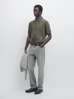 Dzianinowa Koszulka Polo Z Bawełny - Ziel Pop - - Massimo Dutti - Mężczyzna