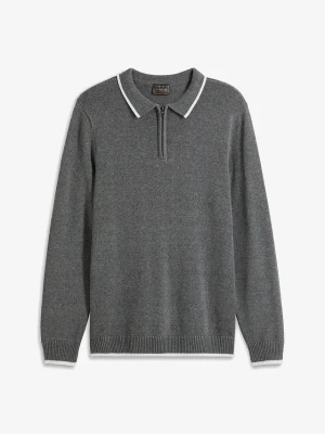 Sweter polo z bawełny z recyklingu BonPrix szary