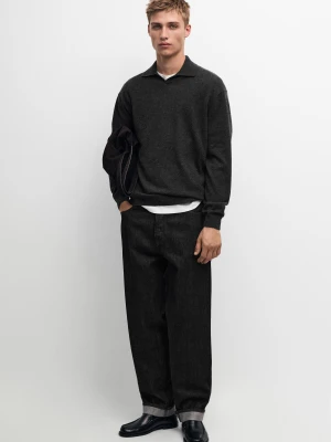 Dzianinowy Sweter Polo Ze 100% Kaszmiru - Brudnoszary - Massimo Dutti - Male