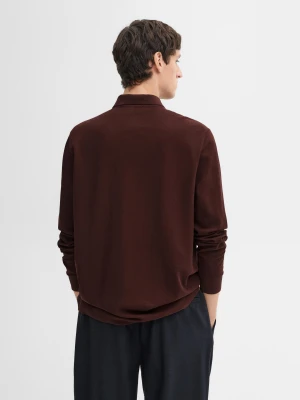 Sweter Polo Z Mieszanki Bawełny - Ciemne Czerwone Wino - - Massimo Dutti - Mężczyzna
