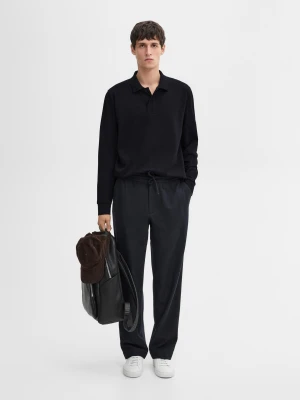 Sweter Polo Z Mieszanki Bawełny - Granatowy - - Massimo Dutti - Mężczyzna