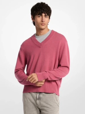 Sweter polo z mieszanki wełny i bawełny Michael Kors PALISANDER (Różowy)