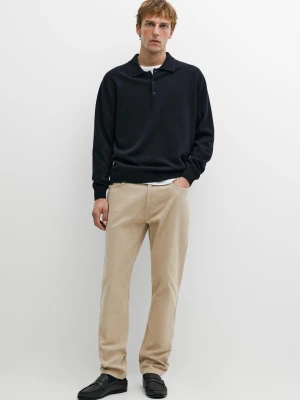 Sweter Polo Z Mieszanki Wełny - Granatowy - Massimo Dutti - Male