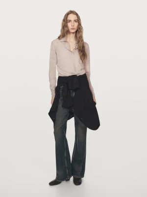 Sweter Polo Z Wełnianej Dzianiny - Wielbłądzi - - Massimo Dutti - Kobieta
