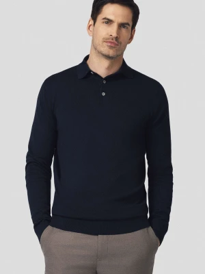 Sweter Polo z Wiskozą Ciemnogranatowy Jorge Lancerto