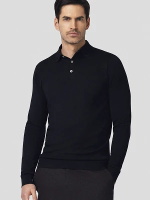 Sweter Polo z Wiskozą Czarny Jorge Lancerto