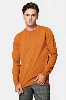 Sweter Pomarańczowy z Bawełną Gładki Morey Lancerto