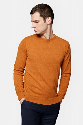 Sweter Pomarańczowy z Bawełną Gładki Tony Lancerto