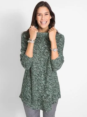 Sweter poncho, długi rękaw BonPrix zielony