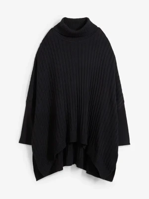 Sweter poncho oversize BonPrix czarny