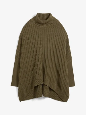 Sweter poncho oversize BonPrix zielony