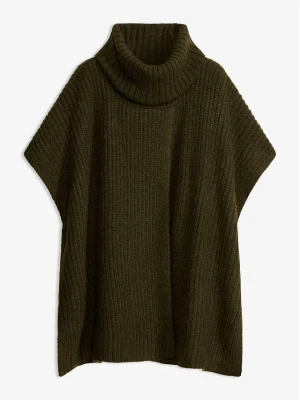 Sweter poncho z miękkiej mieszanki wełny BonPrix zielony