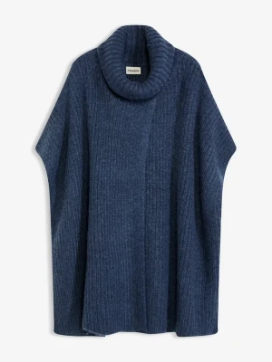Sweter poncho z miękkiej mieszanki wełny BonPrix niebieski