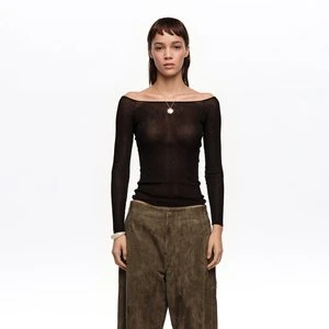 Sweter prążkowany dopasowany czarny BIMBA Y LOLA