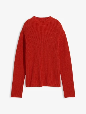 Sweter prążkowany z czystej bawełny organicznej BonPrix pomarańczowy
