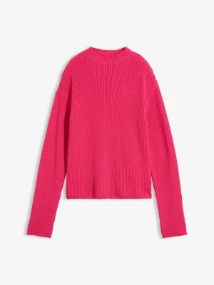 Sweter prążkowany z czystej bawełny organicznej BonPrix różowy
