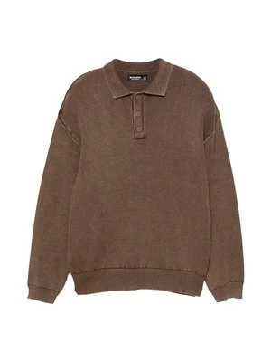 Sweter PULL&BEAR ciemnobrązowy