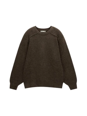 Sweter PULL&BEAR ciemnobrązowy