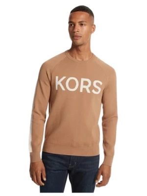 Sweter Rozciągliwy Męski Brązowy/Beżowy Michael Kors