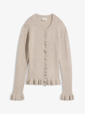 Sweter rozpinany ażurowy BonPrix beżowy