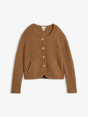 Sweter rozpinany o luźnym kroju BonPrix brązowy