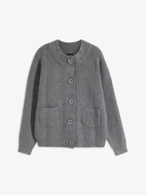 Sweter rozpinany oversize BonPrix szary