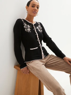 Sweter rozpinany w ludowym stylu bonprix
