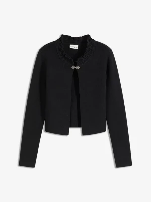 Sweter rozpinany w ludowym stylu BonPrix czarny